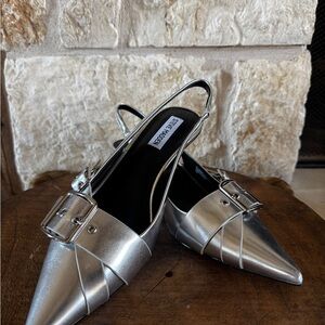 Steve Madden Metallic Silver Heels